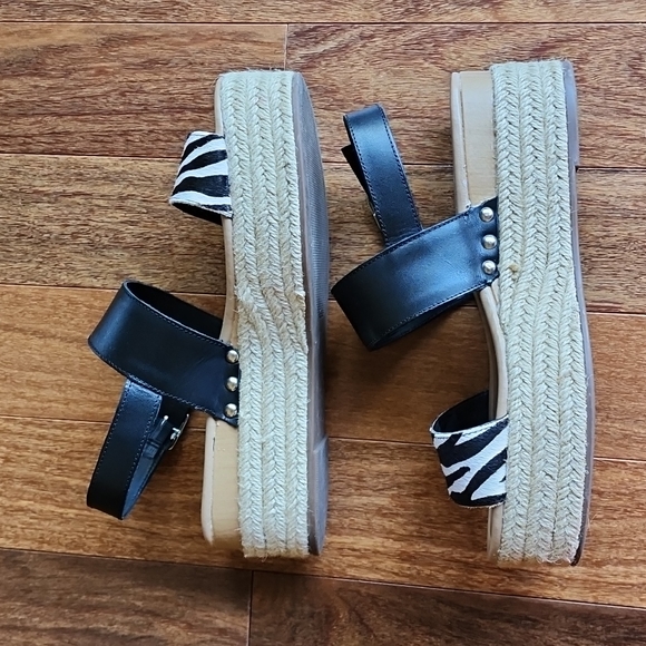 Steve Madden Fifer Zebra Animal Print Platform Espadrille Size 9 Black White - Picture 7 of 7